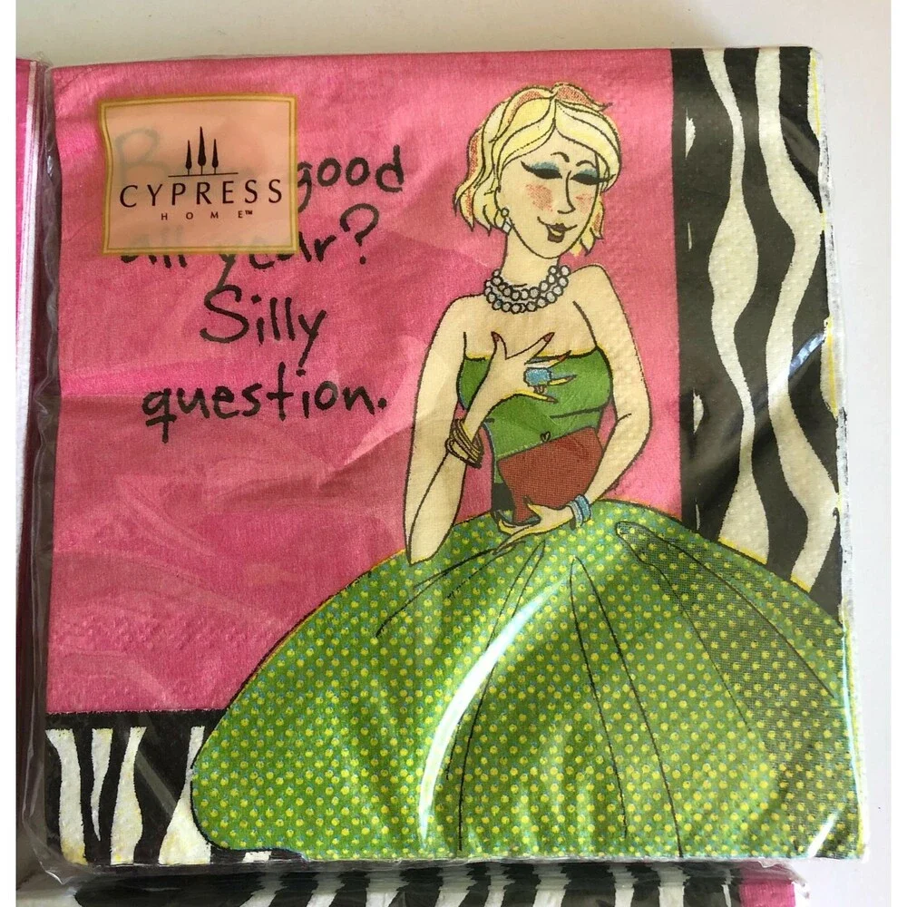 Cypress Cocktail Beverage Napkins 20 Ct High Fashion Girl Decoupage Zebra Stripe